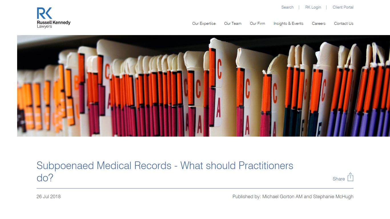 Subpoenaed Medical Records - What should Practitioners do?