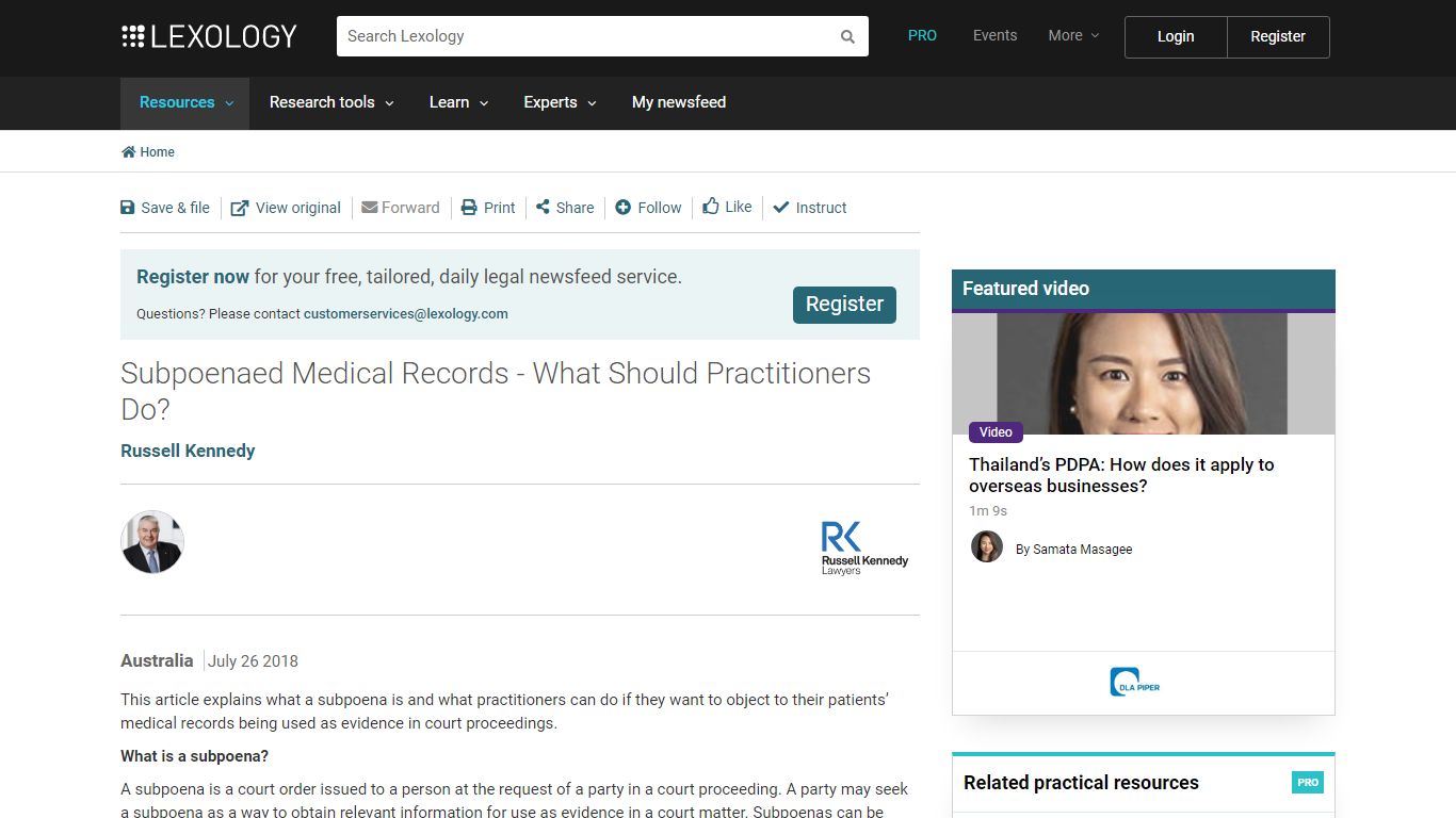Subpoenaed Medical Records - What Should Practitioners Do?